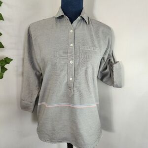 J Crew Striped Popover Half Button Shirt